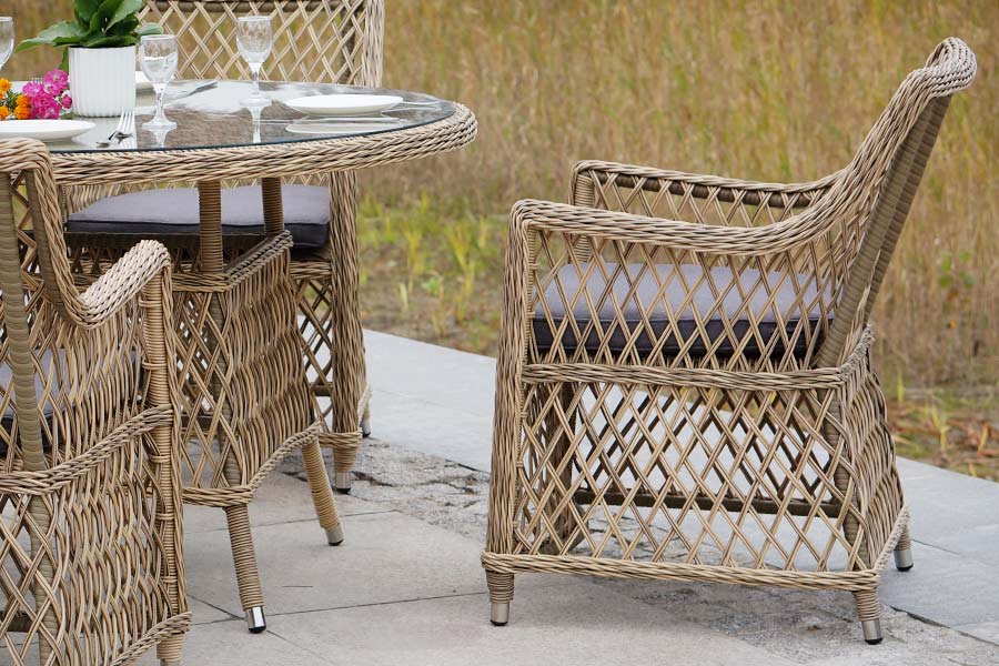 фото "эспрессо" плетеный круглый стол, диаметр 118 см, цвет соломенный