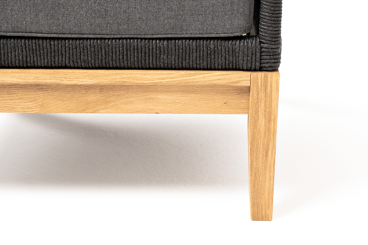 фото "канны" кресло плетеное из роупа, основание дуб, роуп темно-серый круглый, ткань темно-серая 027