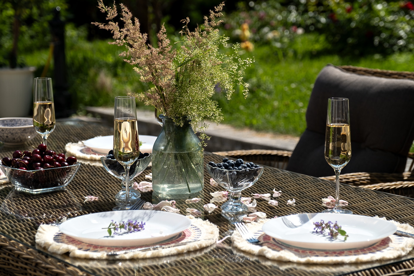 фото "цесена" обеденная группа плетеная из искусственного ротанга, цвет соломенный