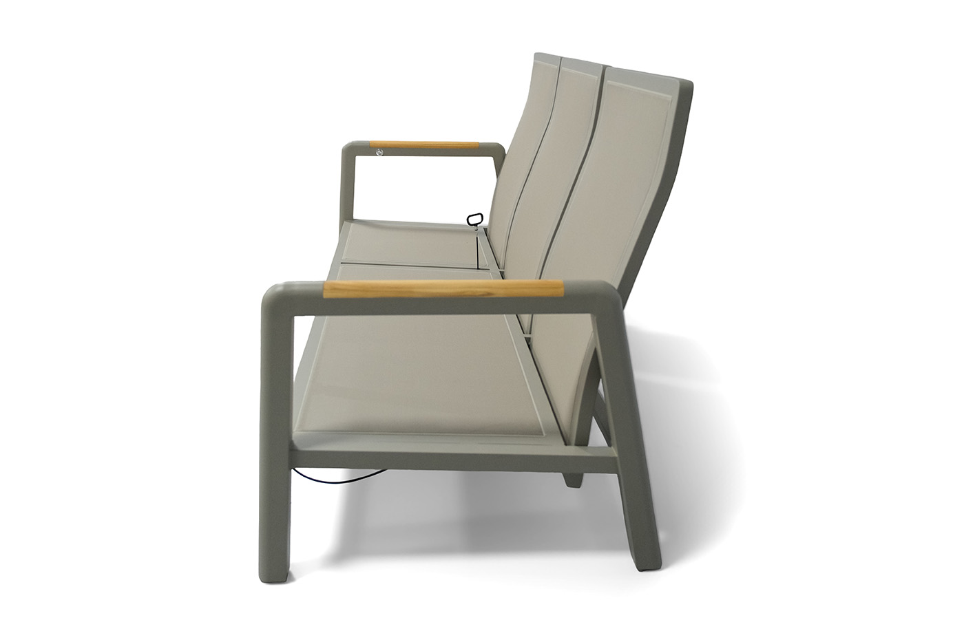 фото "бари" диван 3-местный, каркас алюминий, цвет светло-серый