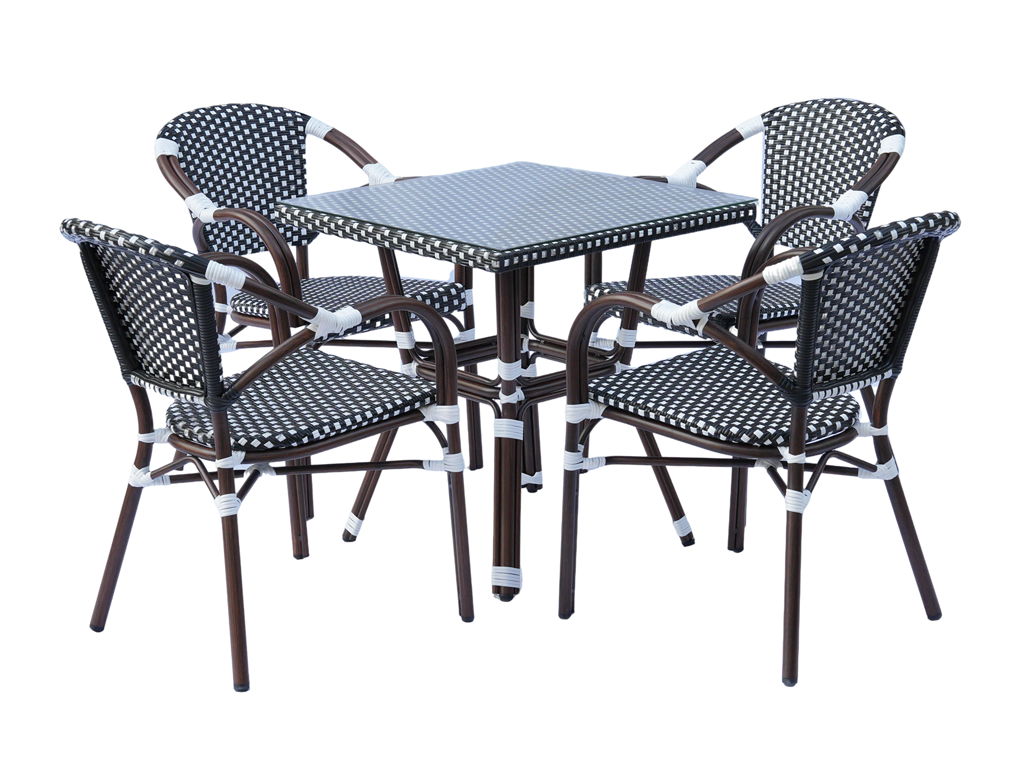 фото "кабри" плетеный стул из искусственного ротанга, цвет черно-белый