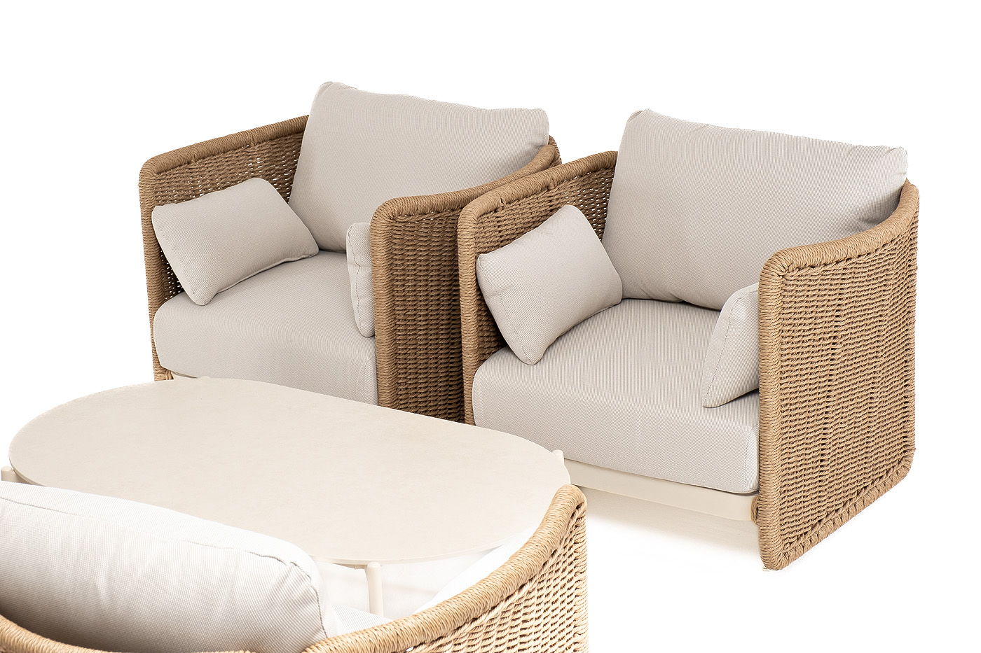 фото "аликанте" лаунж-зона из искусственного ротанга, цвет соломенный (к)