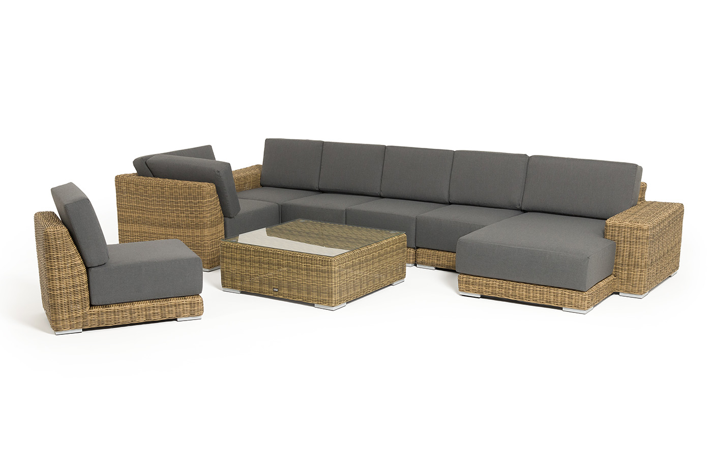 фото "капри" трансформирующаяся лаунж-зона из искусственного ротанга, цвет соломенный