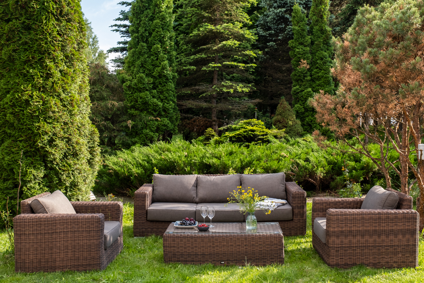 фото "боно" лаунж-зона из искусственного ротанга, цвет коричневый