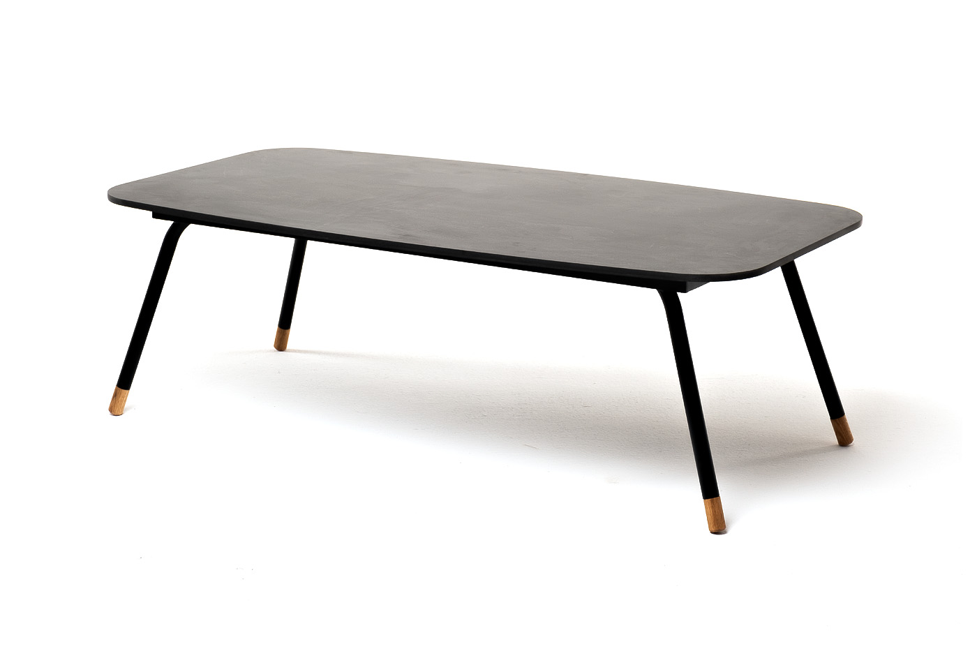 фото "верона" журнальный стол из hpl 120х65, h40, каркас черный муар, цвет столешницы "серый гранит"