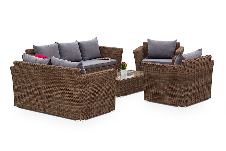 фото "капучино дабл" лаунж-зона из искусственного ротанга, цвет коричневый