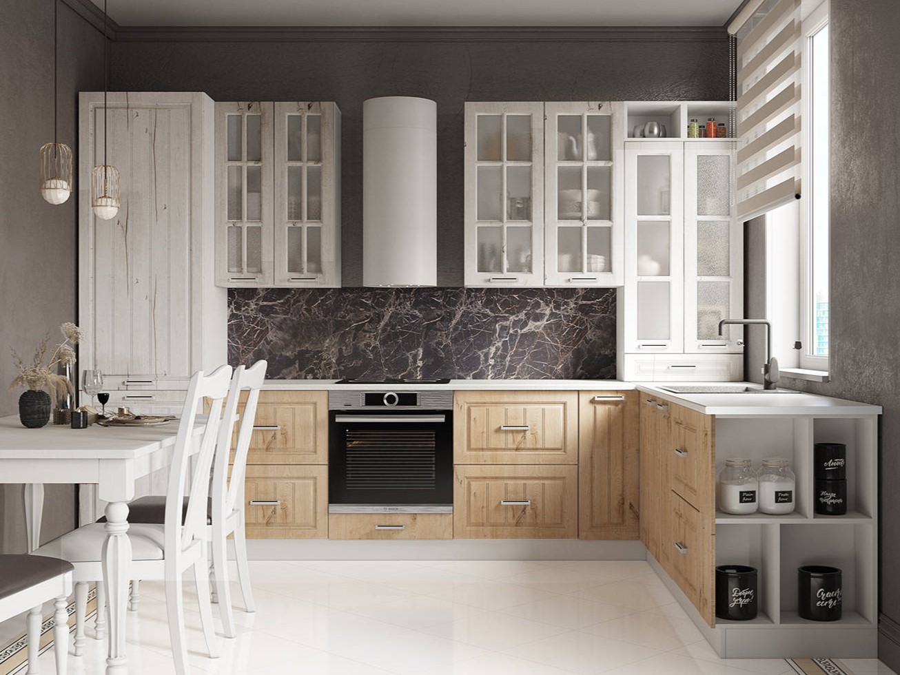 фото кухня угловая луксор (дуб канадский)