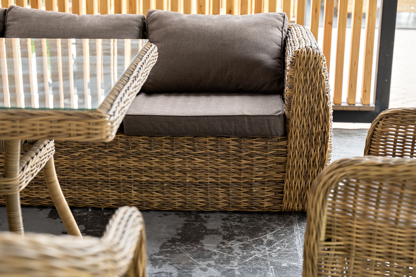 фото "кальяри" диван из искусственного ротанга (гиацинт) трехместный, цвет соломенный