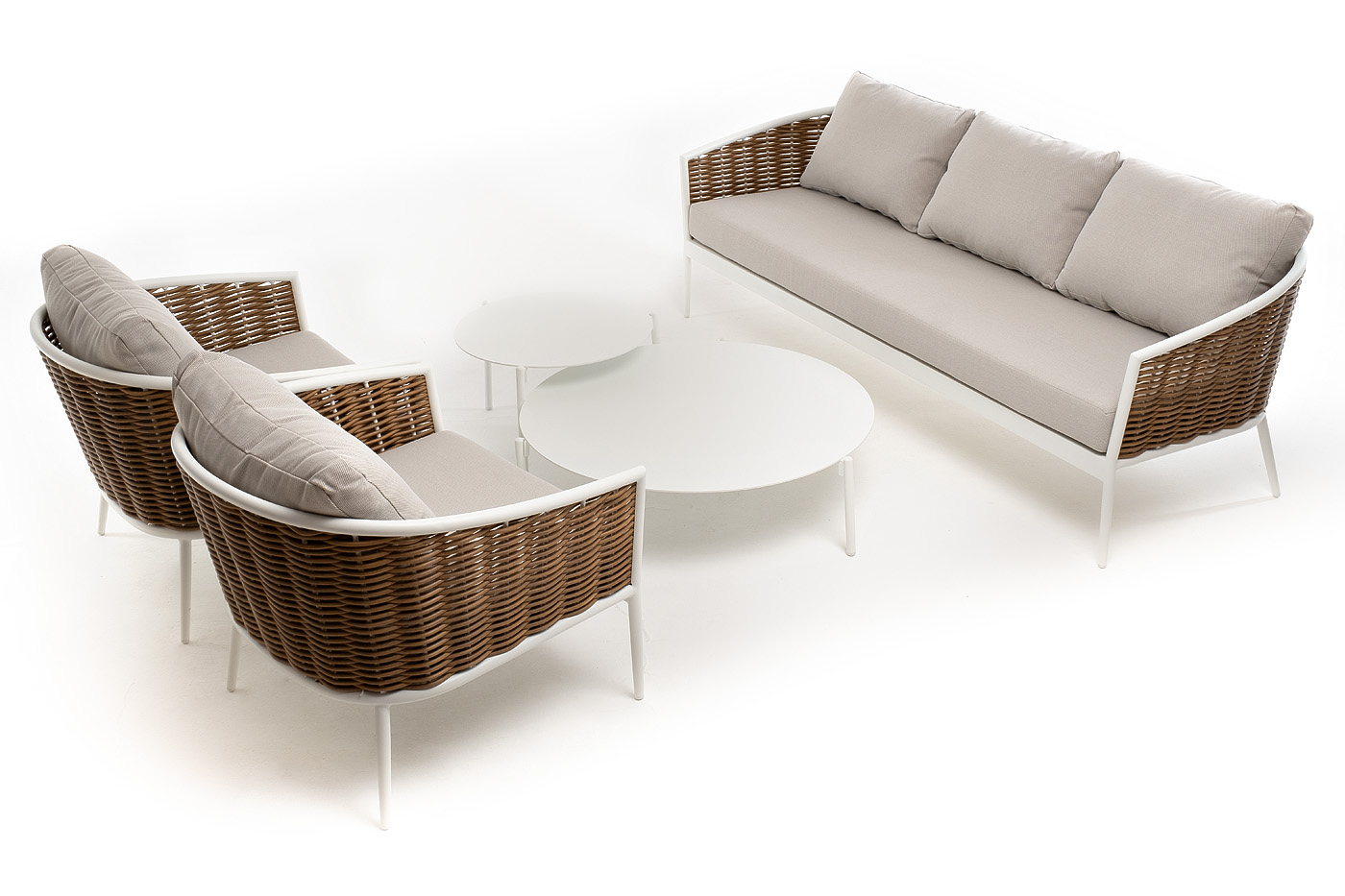 фото "тоскана" лаунж-зона из искусственного ротанга, цвет соломенный (к)