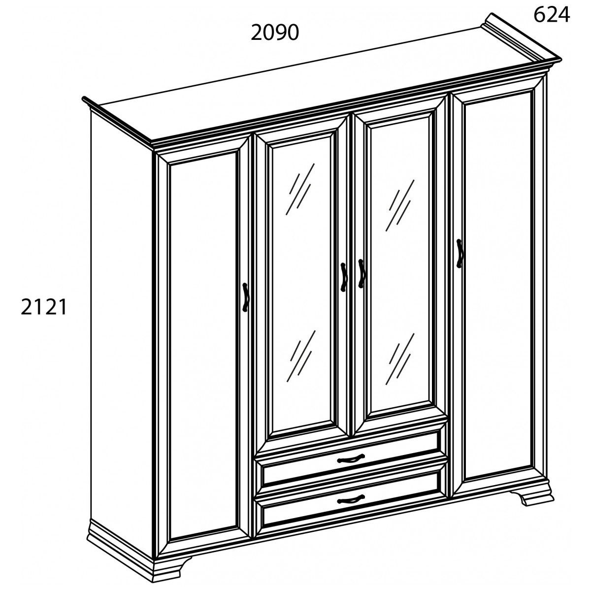 фото шкаф 4-х дв. c зеркалом 4d2s z tiffany