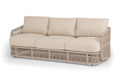 "Альбано" диван 3-местный плетеный из роупа, каркас алюминий светло-серый (RAL7035) муар, роуп бежевый круглый, ткань Mossle светло-бежевая