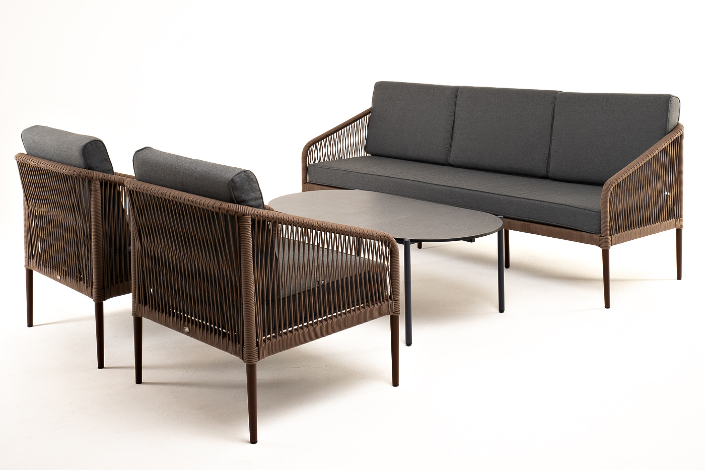 фото "канны" лаунж-зона 5-местная плетеная из роупа (веревки), роуп коричневый