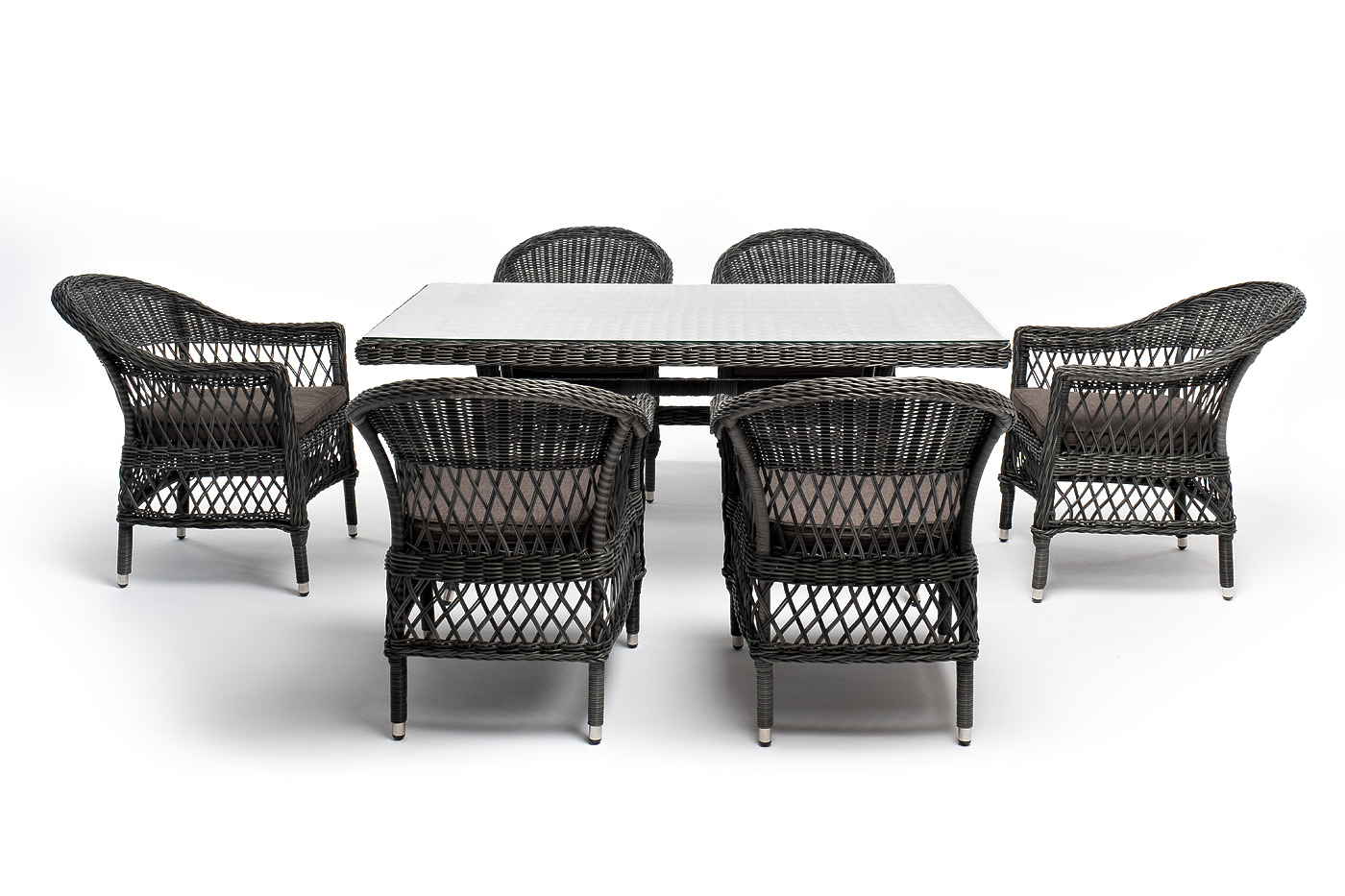 фото "амароне" обеденная группа из искусственного ротанга на 6 персон, цвет графит