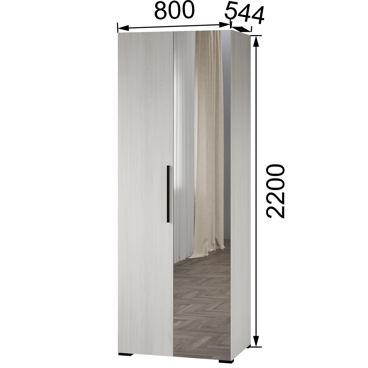 фото шкаф 2-х ств. с зеркалом мш-22 модена