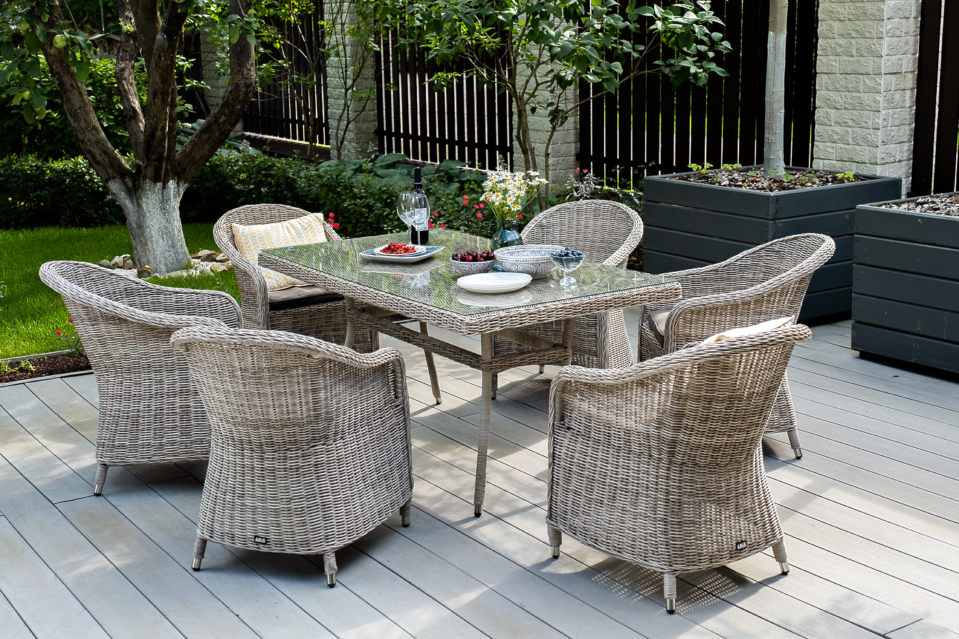 фото "эспрессо" обеденная группа плетеная, цвет бежевый