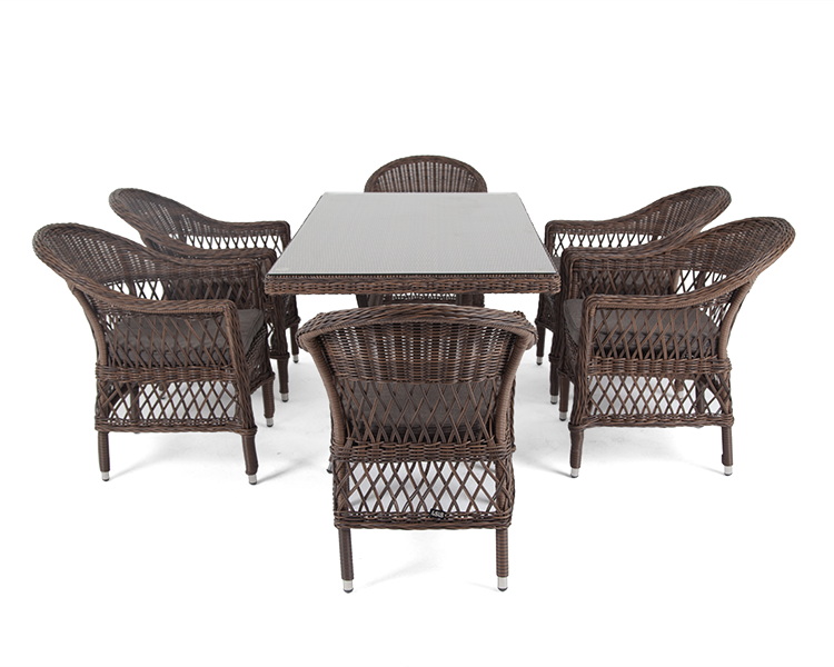 фото "амароне" обеденная группа из искусственного ротанга на 6 персон, цвет коричневый