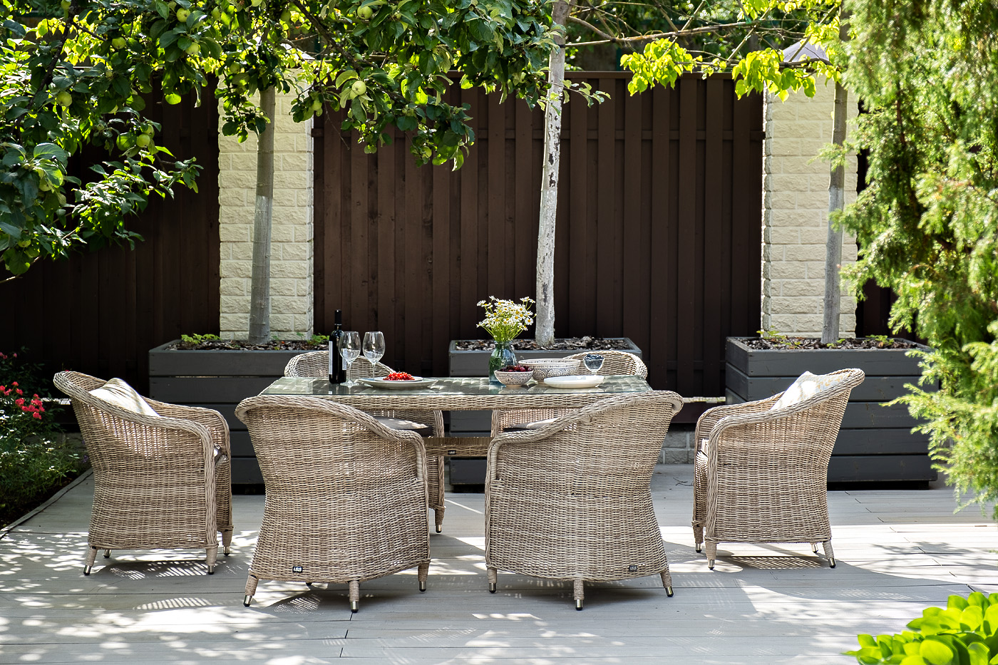 фото "эспрессо" обеденная группа плетеная, цвет бежевый