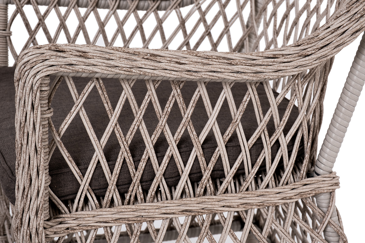 фото "катания" обеденная группа плетеная на 6 персон, цвет бежевый