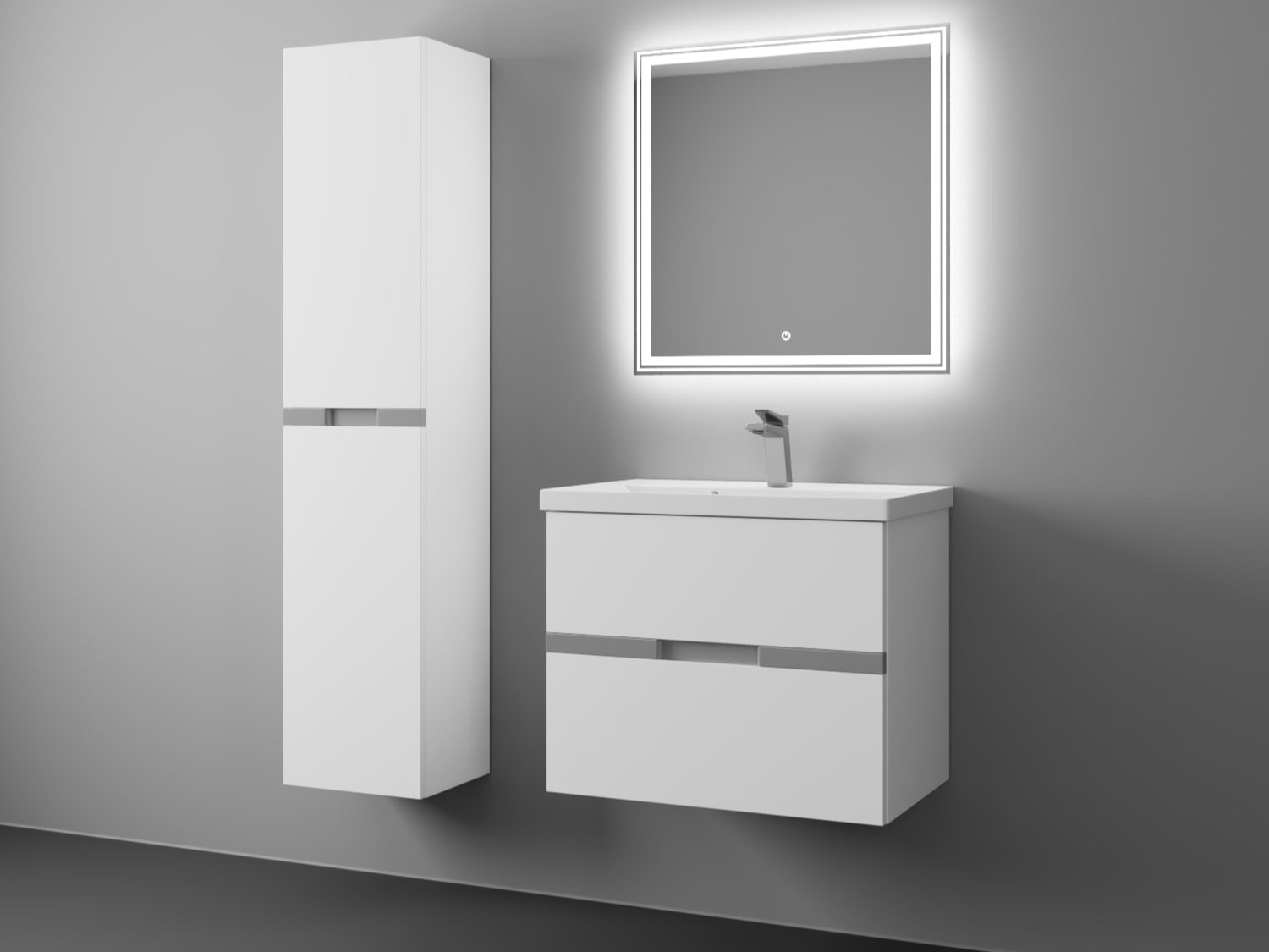 фото тумба с 2-мя ящ. и раковиной под умывальник allia 70