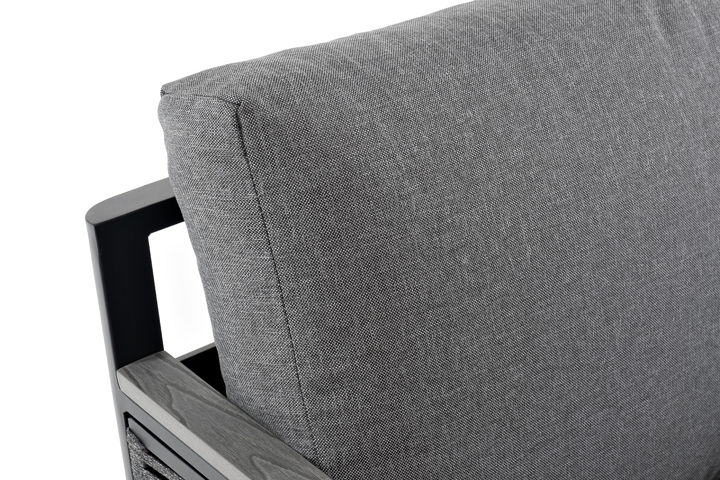 фото "сан ремо" кресло плетеное из роупа садовое, каркас алюминий темно-серый, роуп серый, ткань серая