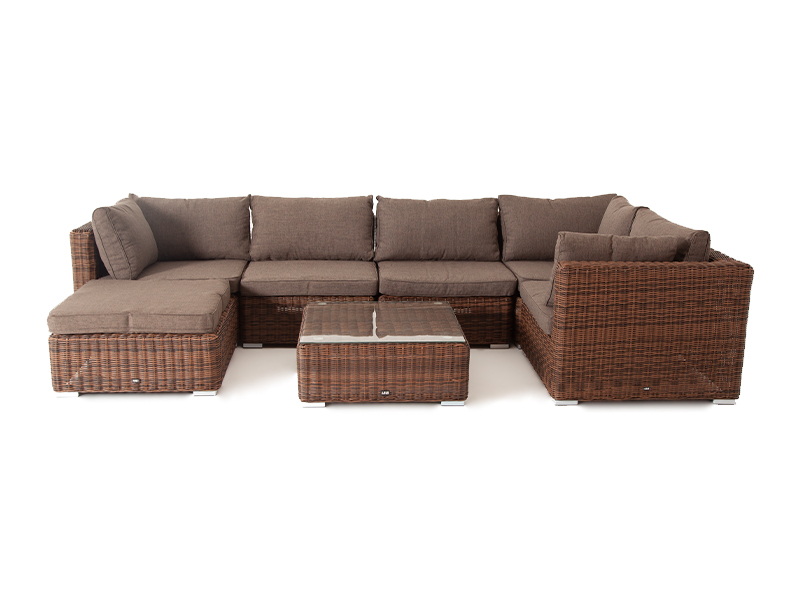 фото "лунго" модуль диванный угловой с подушками, цвет коричневый