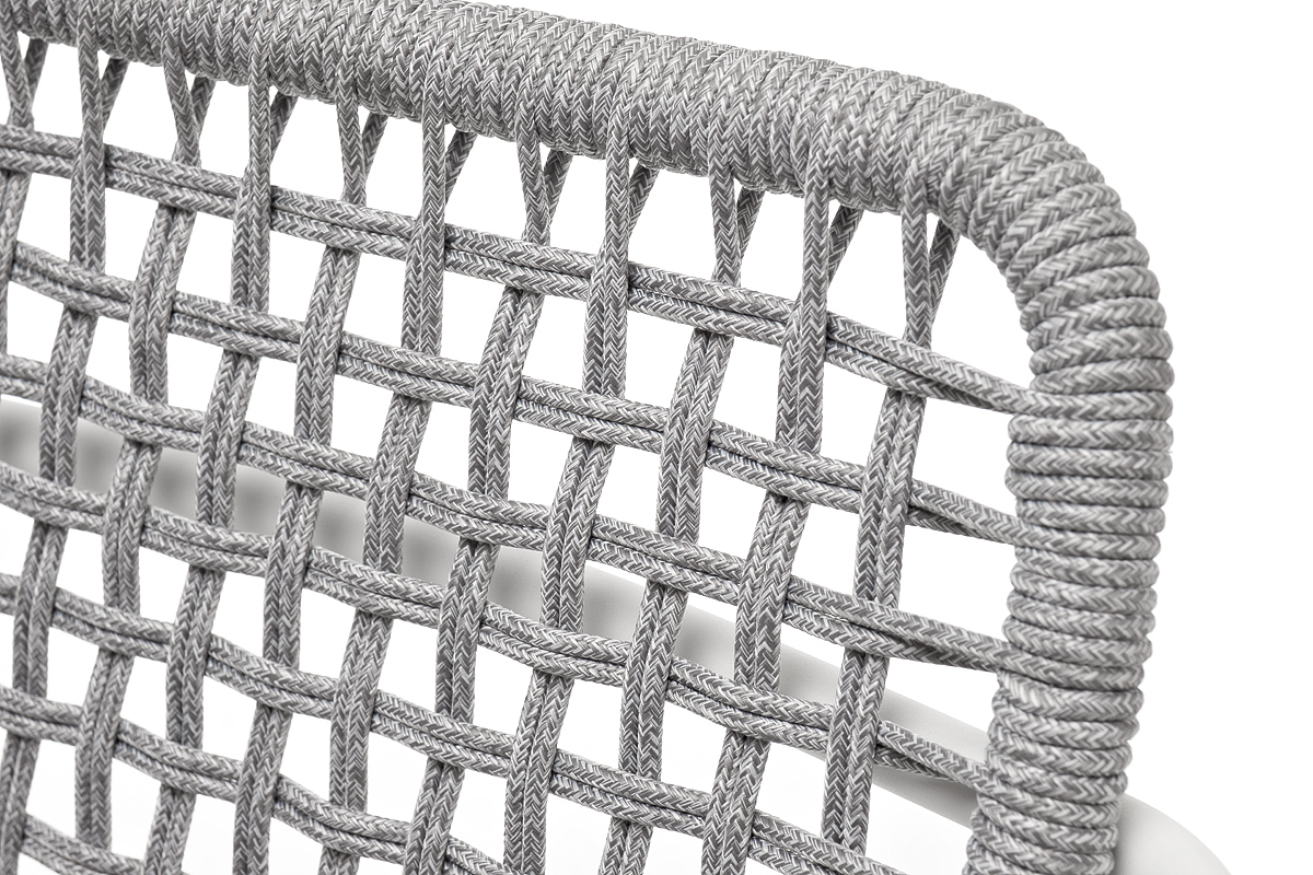 фото "тунис" стул плетеный из роупа, каркас алюминий белый, роуп светло-серый