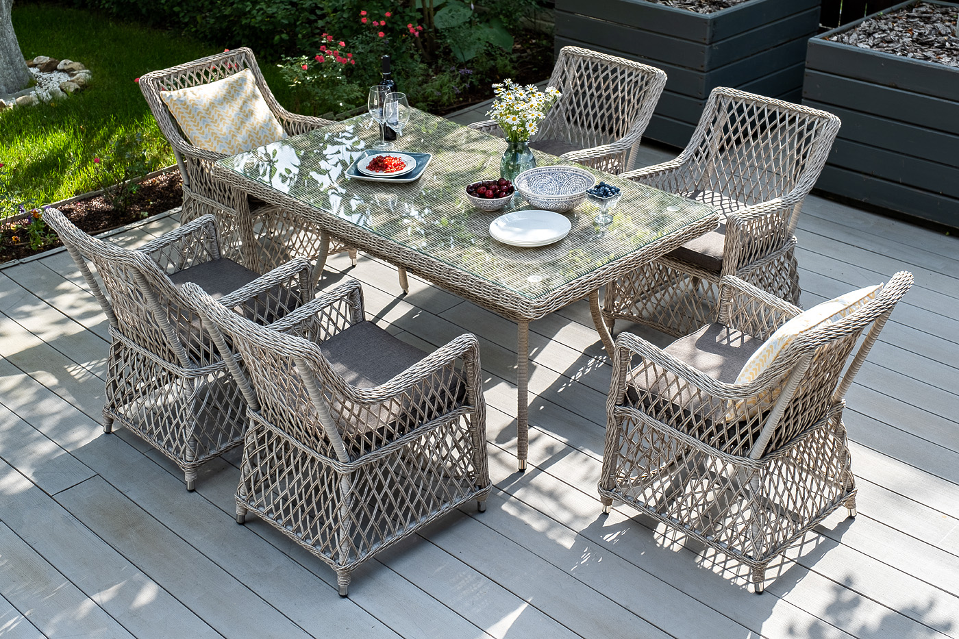 фото "латте" обеденная группа плетеная, цвет бежевый