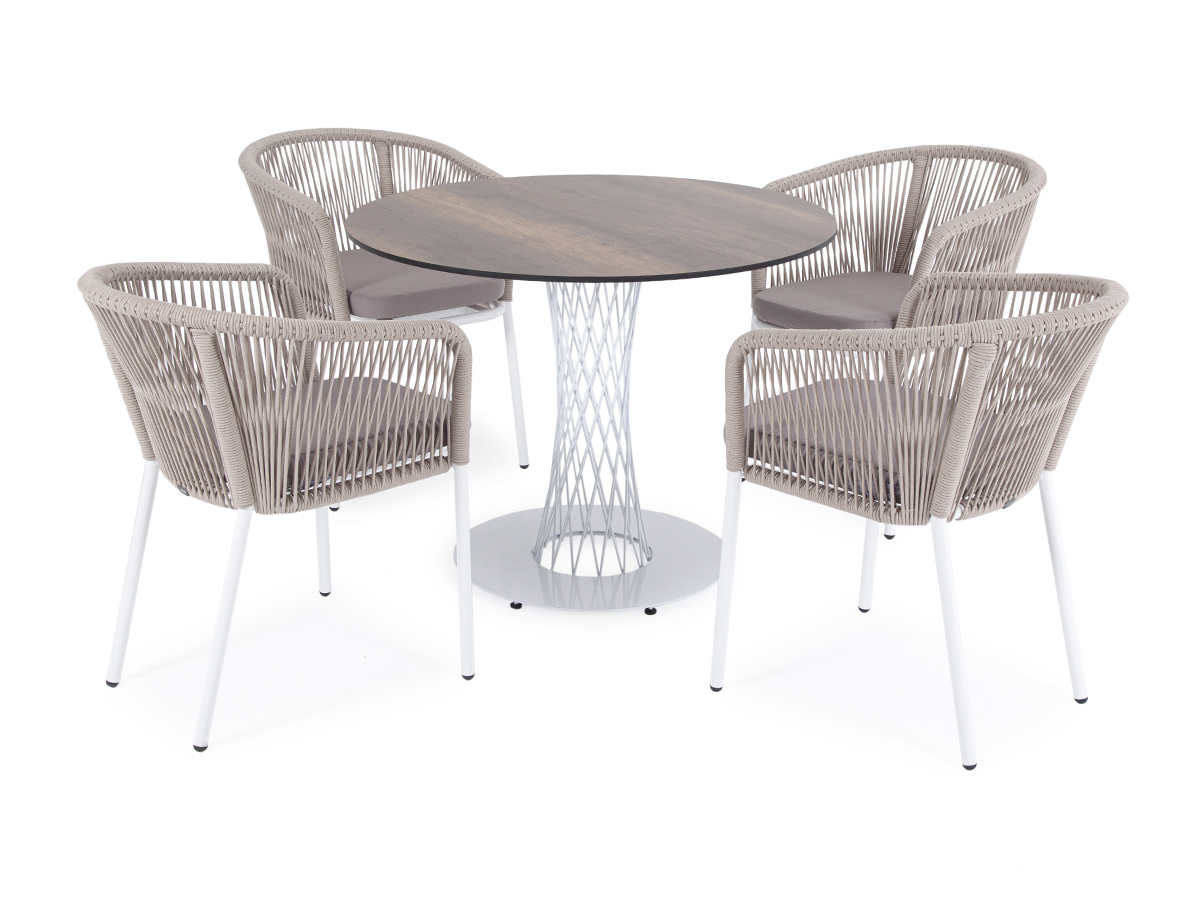 фото "диего" обеденная группа на 4 персоны, круглый стол "дуб", цвет бежевый