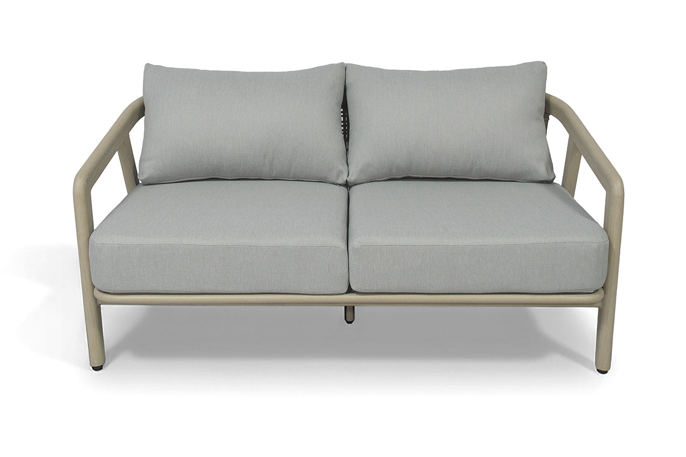 фото "брюссель" диван двухместный из искусственного ротанга, цвет серый, каркас под дерево (холодно-бежевый)