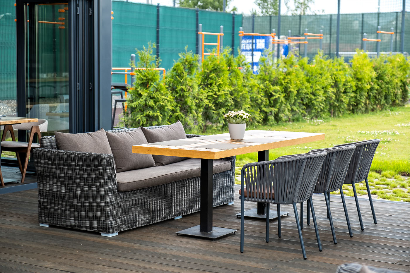 фото "капучино" диван из искусственного ротанга трехместный, цвет графит