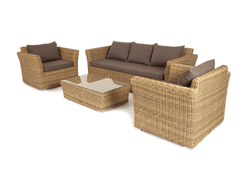 фото "капучино" лаунж-зона из искусственного ротанга, цвет соломенный