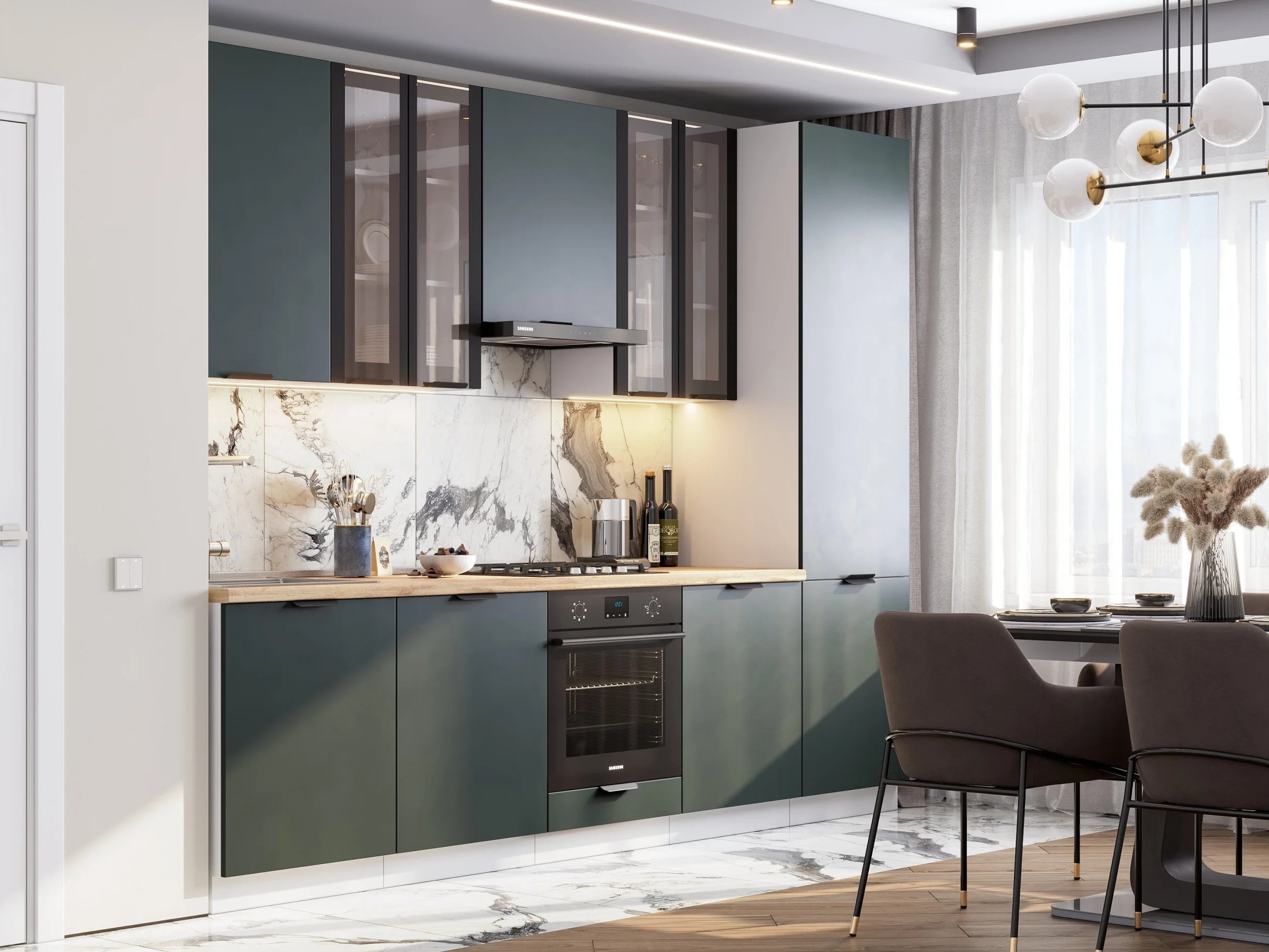 фото шкаф верхний 2-х дв. со стеклом швс (премьер) норд