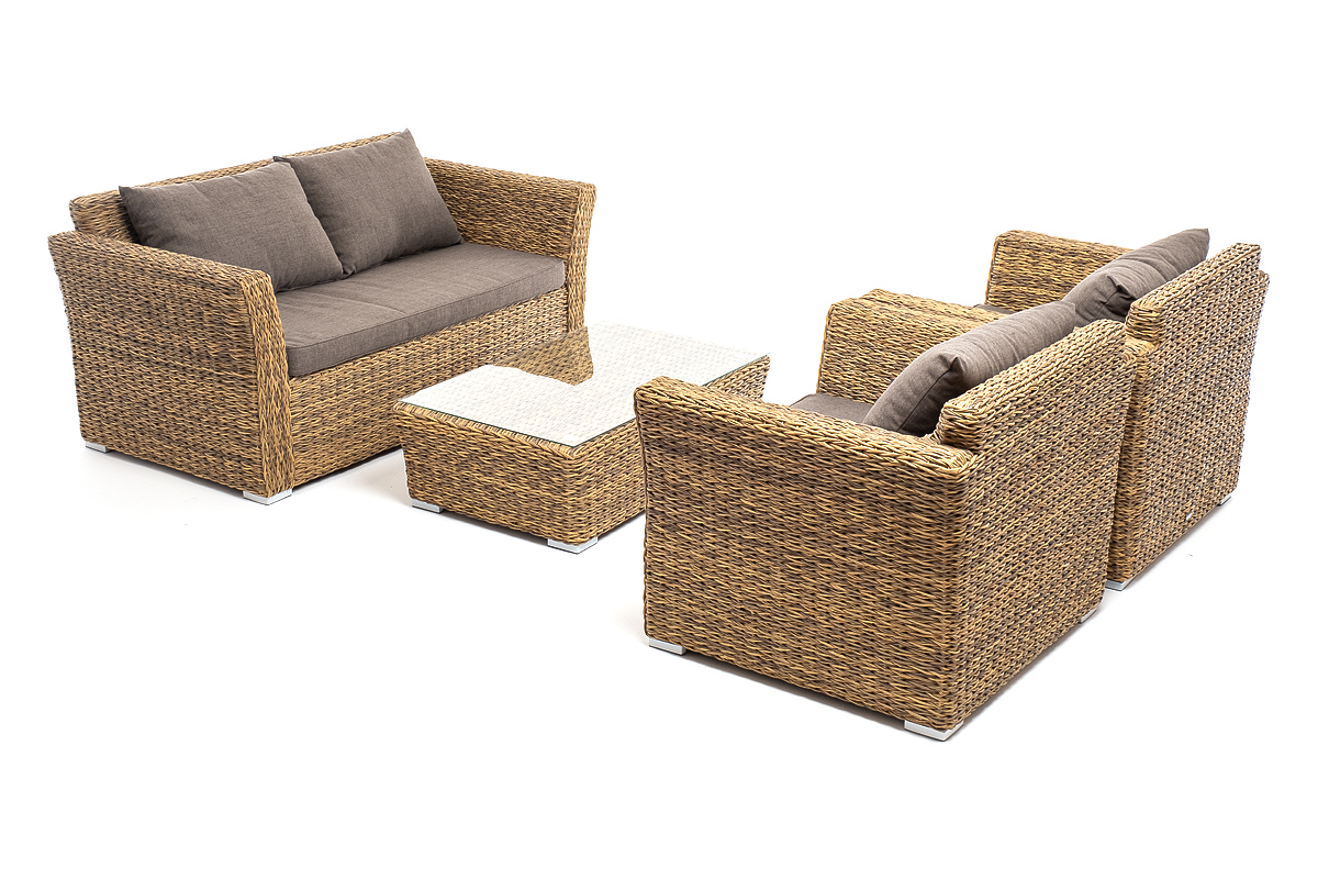 фото "капучино сингл" лаунж-зона из искусственного ротанга (гиацинт), цвет соломенный