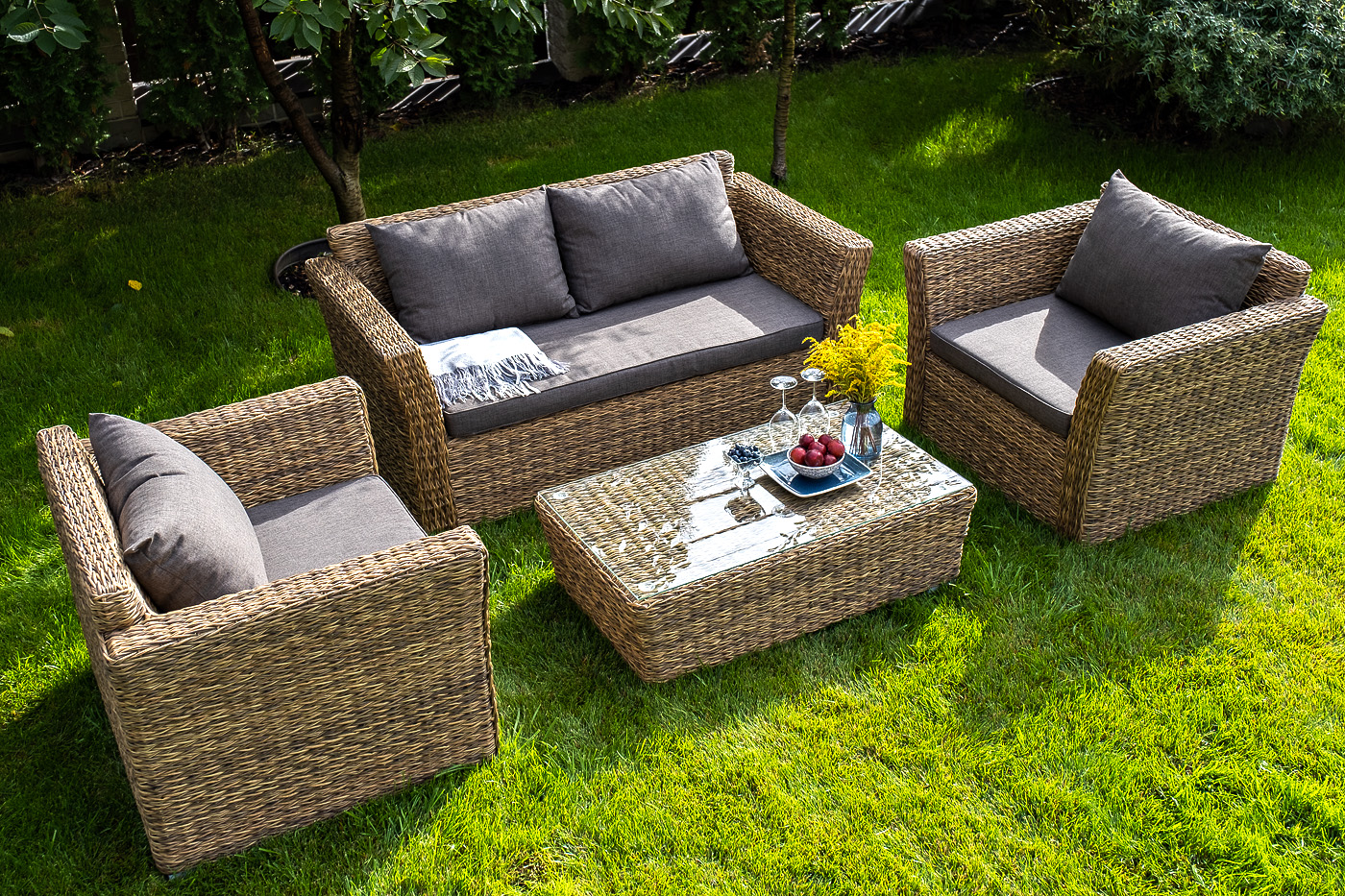 фото "капучино" кресло из искусственного ротанга (гиацинт), цвет соломенный