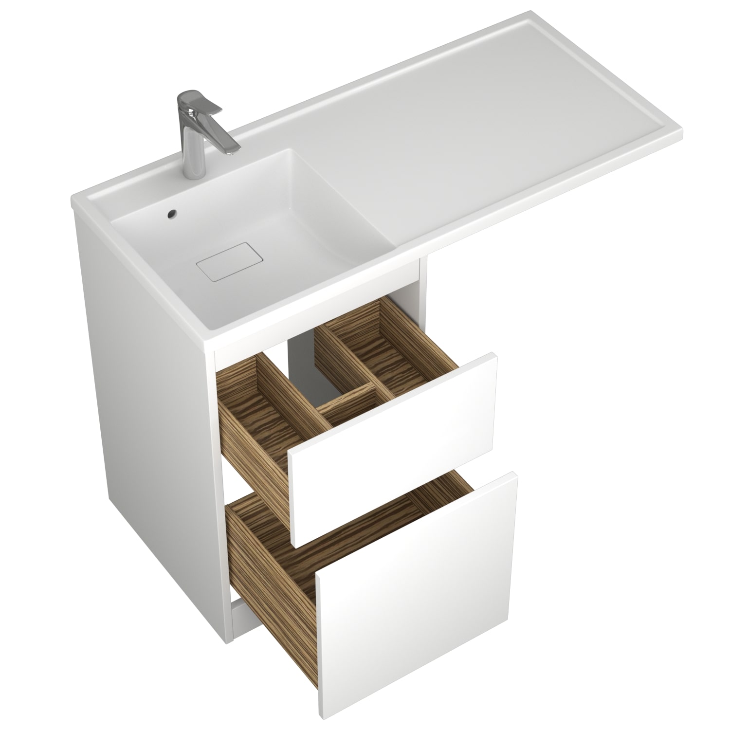 фото тумба с 2 ящ. torre 45 под стиральную машину с раковиной, белый матовый