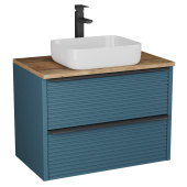 Тумба с 2 ящ. Torno 85 с накладной раковиной, сине-зеленый матовый