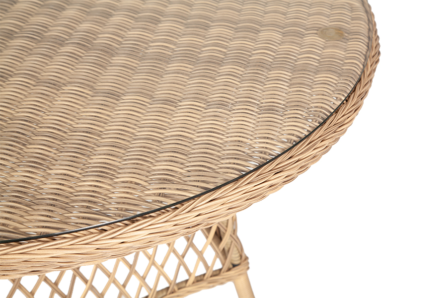 фото "эспрессо" плетеный круглый стол, диаметр 118 см, цвет соломенный