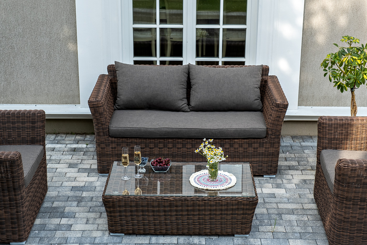 фото "капучино сингл" лаунж-зона из искусственного ротанга, цвет коричневый