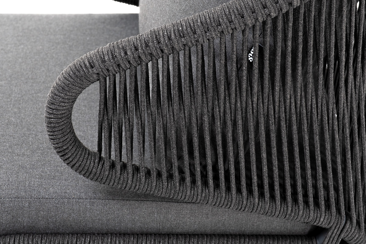 фото "милан" лаунж-зона 5-местная плетеная из роупа (веревки), каркас алюминиевый серый, роуп темно-серый