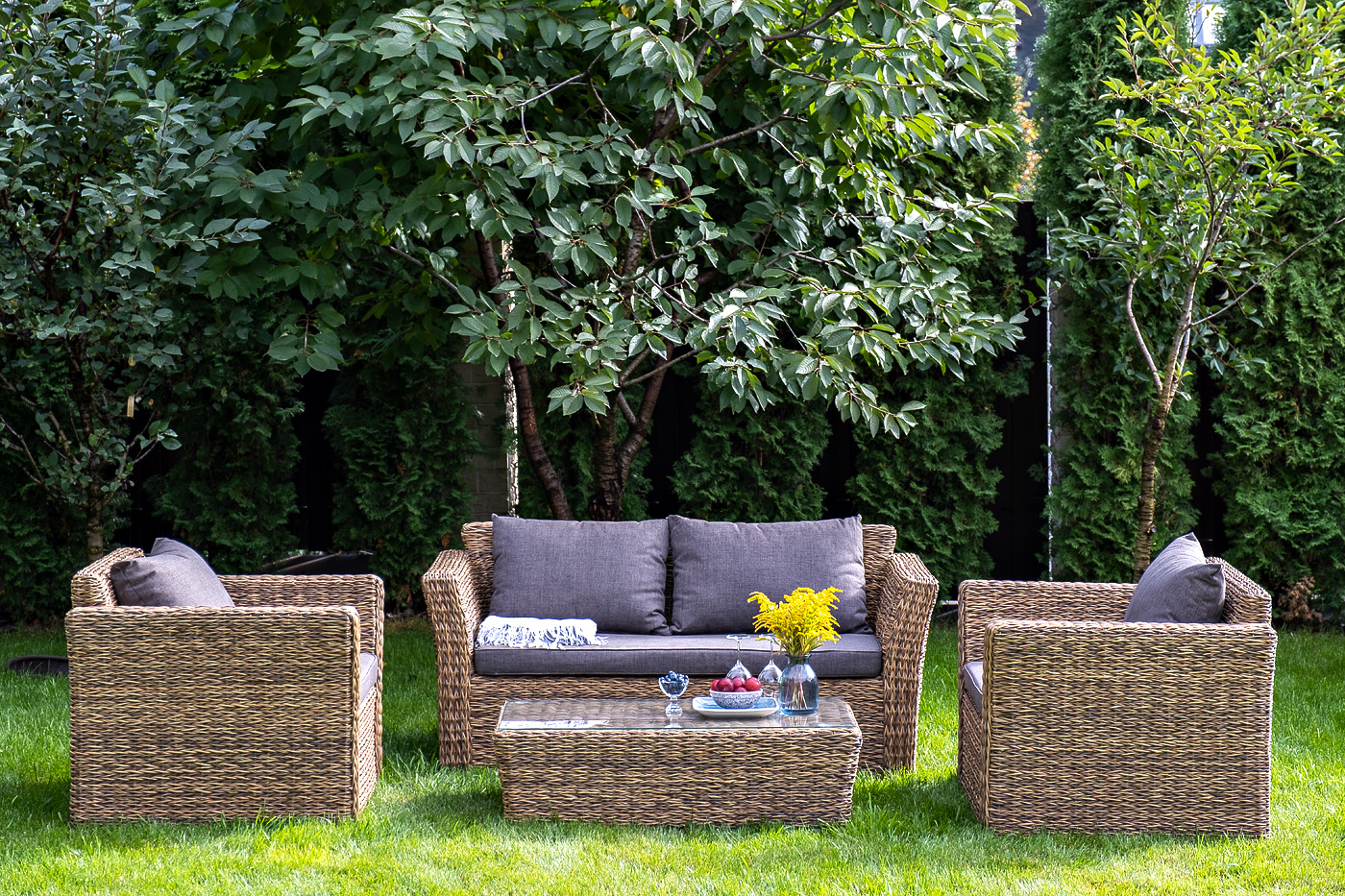 фото "капучино" кресло из искусственного ротанга (гиацинт), цвет соломенный