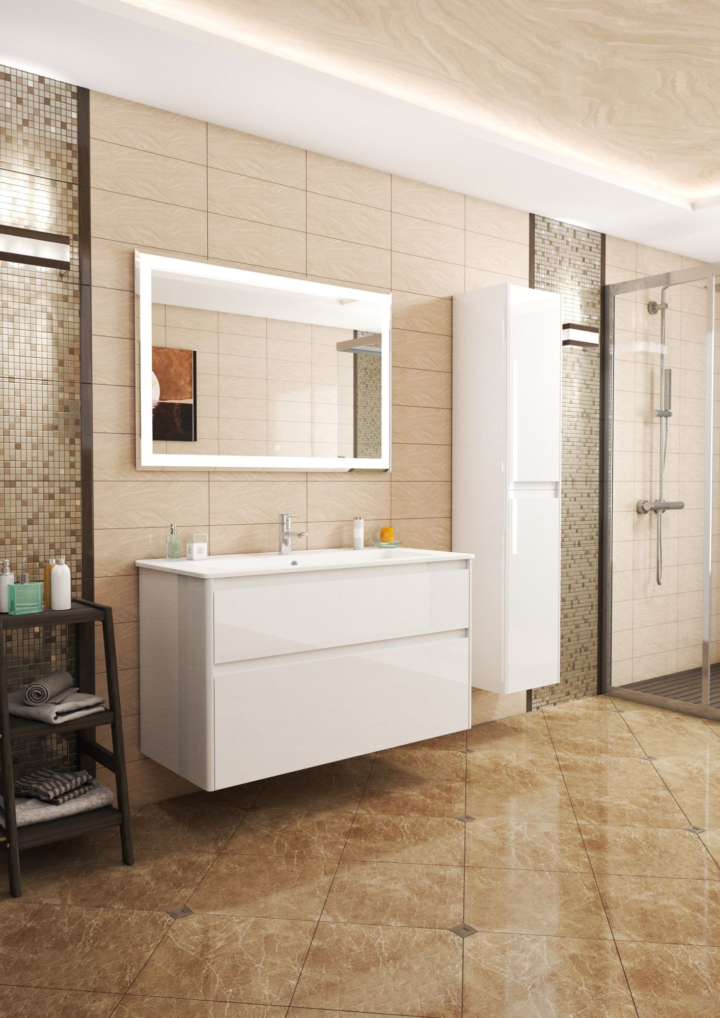 фото тумба с 2-мя ящ. и раковиной под умывальник aventino 70