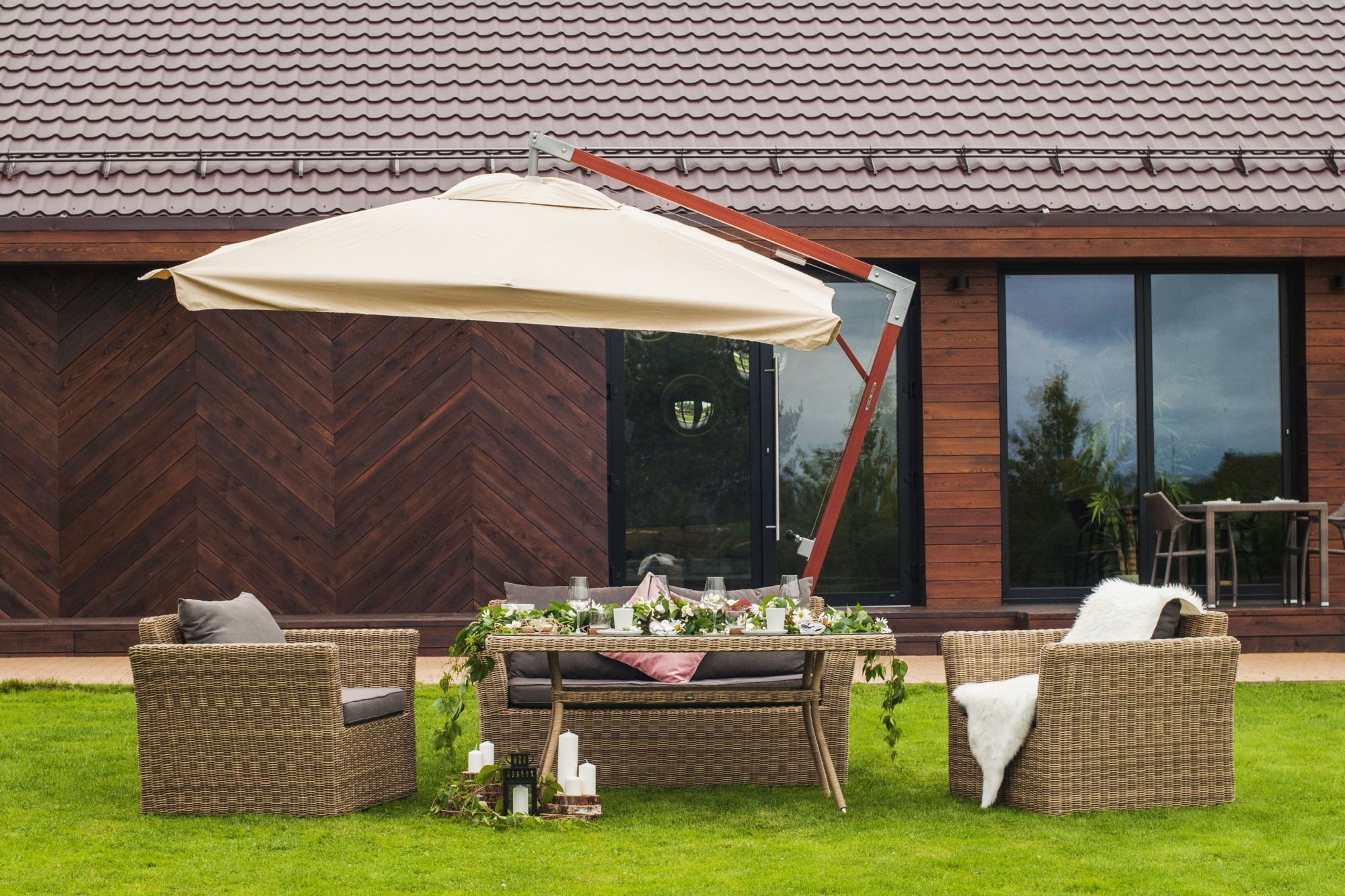 фото "аффогато" обеденная группа из искусственного ротанга, цвет соломенный