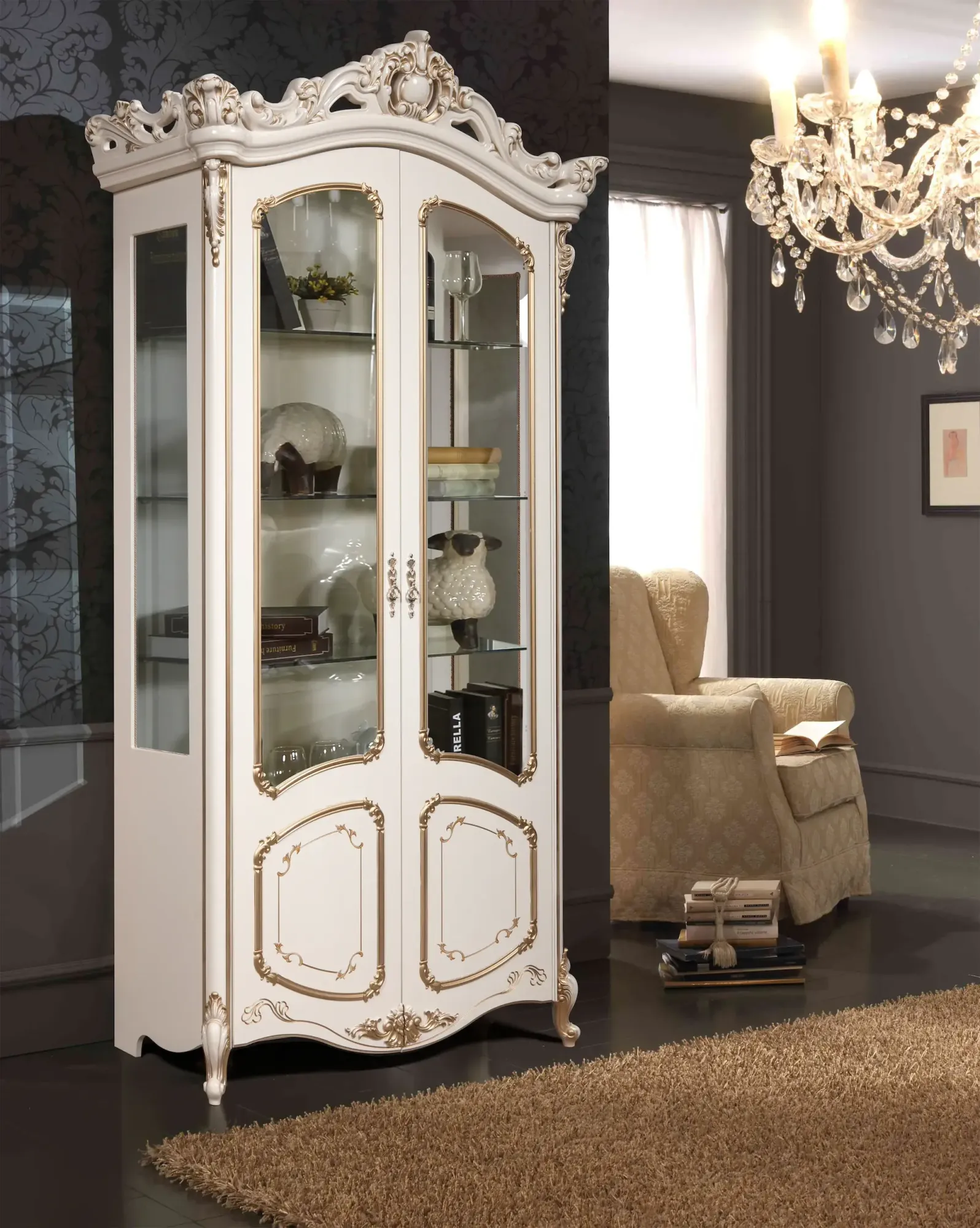 фото шкаф с витриной 2-х дв. элиза