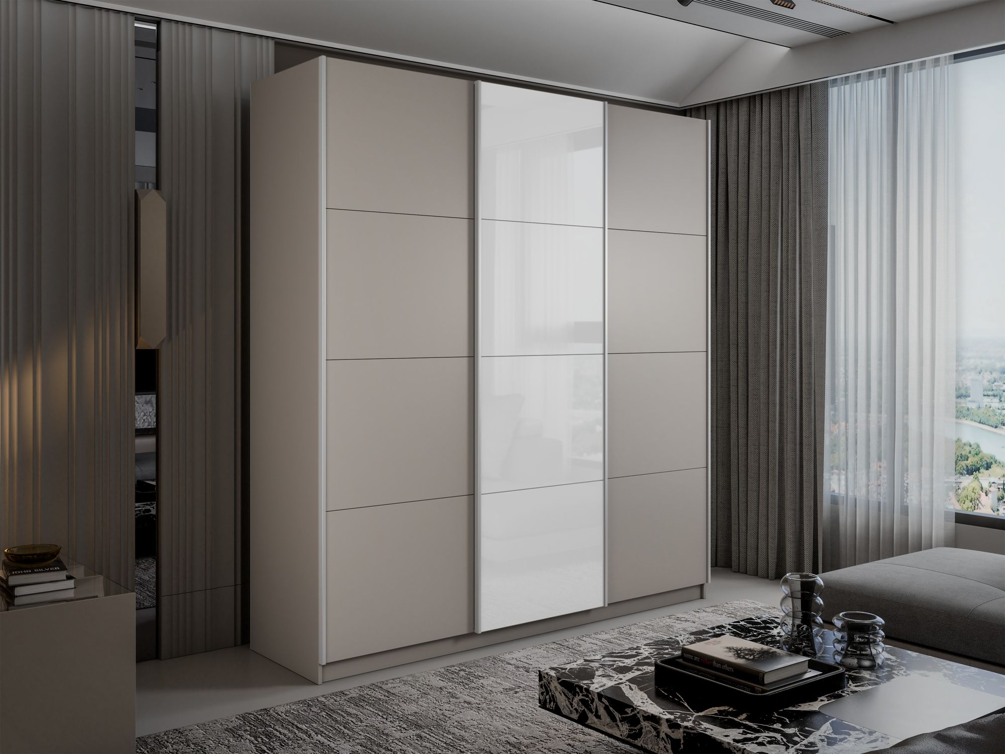 Шкаф-купе 3-х дв. 1800 с белым стеклом Прайм 