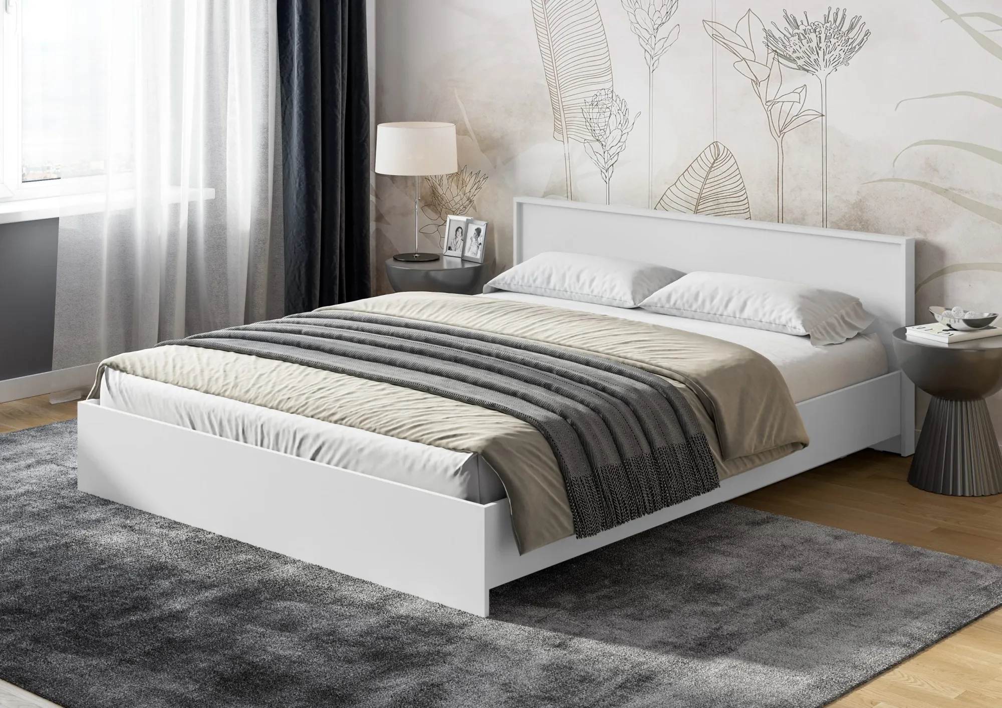 Кровать двуспальная КР-160 с основанием ДСП Берген  Кровать двуспальная КР-160 с основанием ДСП Берген