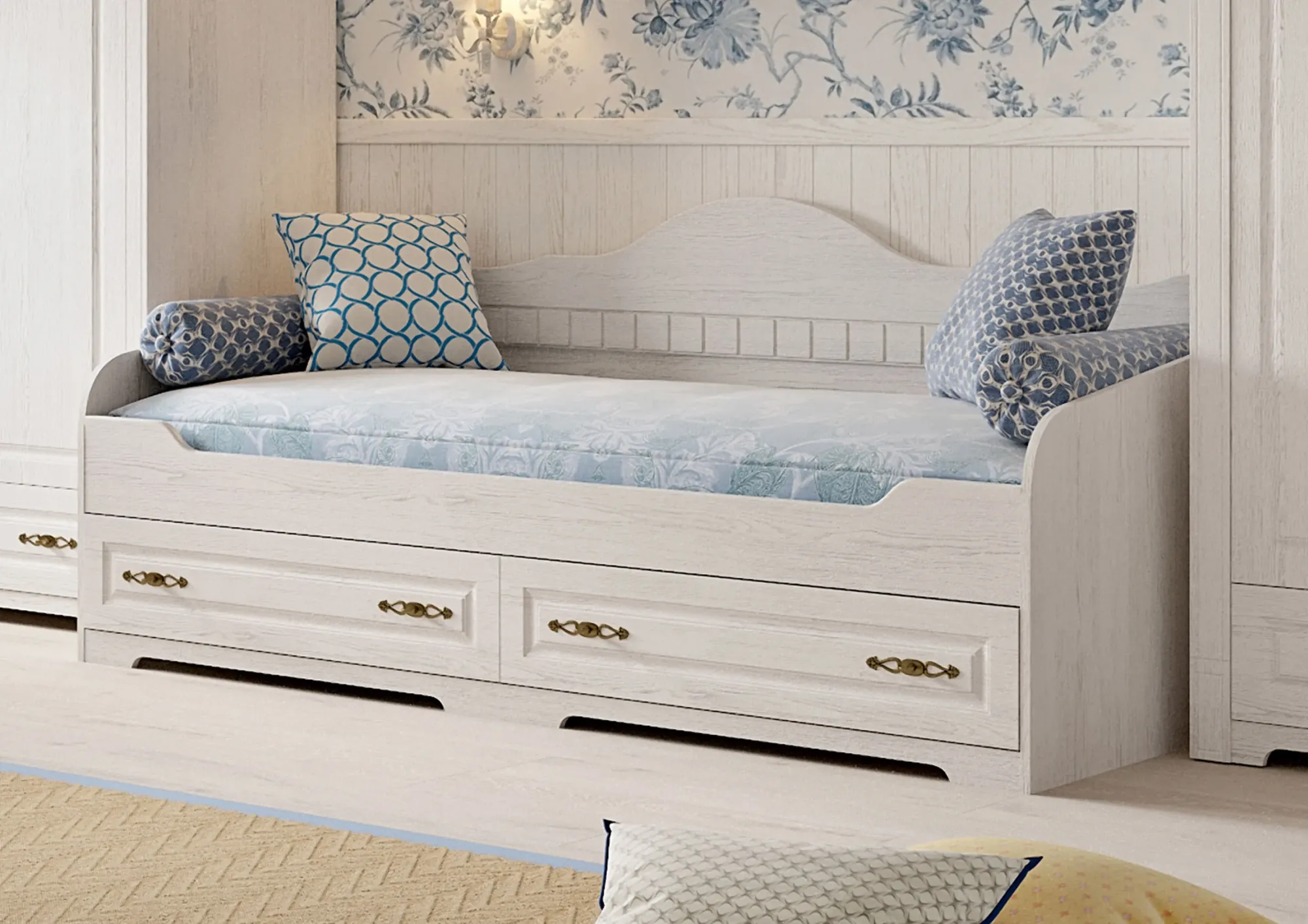 фото кровать с ящиками прованс