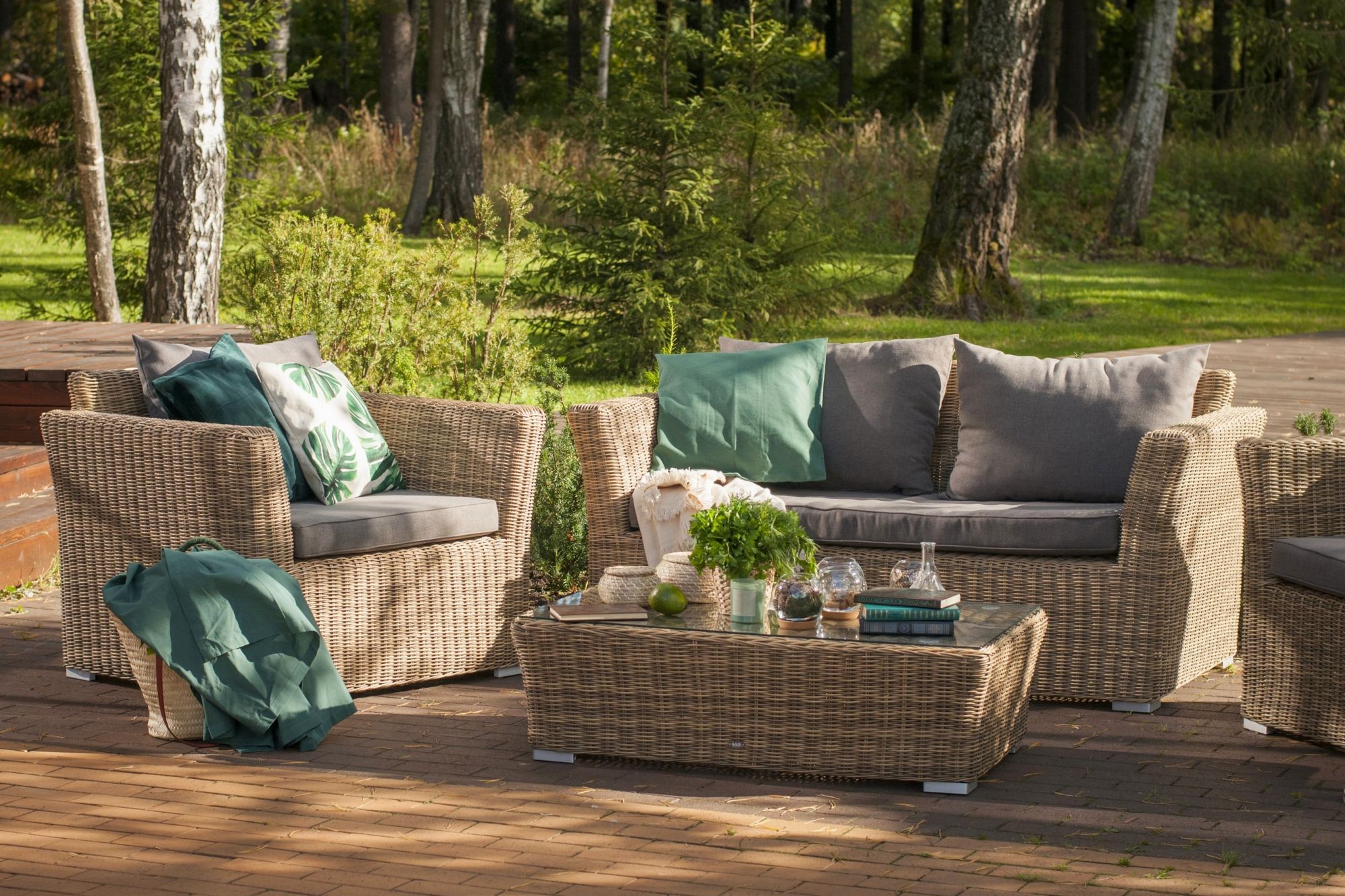 фото "капучино" диван из искусственного ротанга двухместный, цвет соломенный