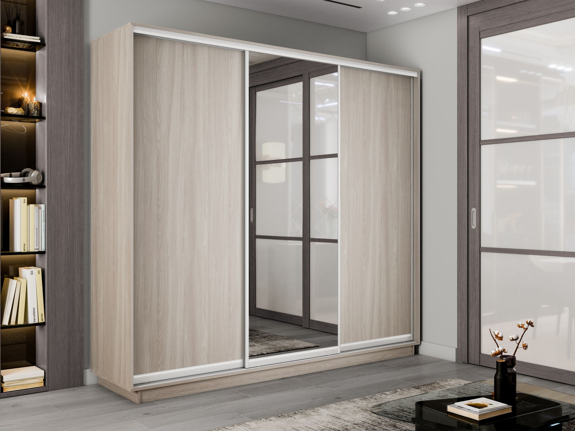 Шкаф-купе 2400 с зеркалом Экспресс-2  Шкаф-купе 2400 с зеркалом Экспресс-2