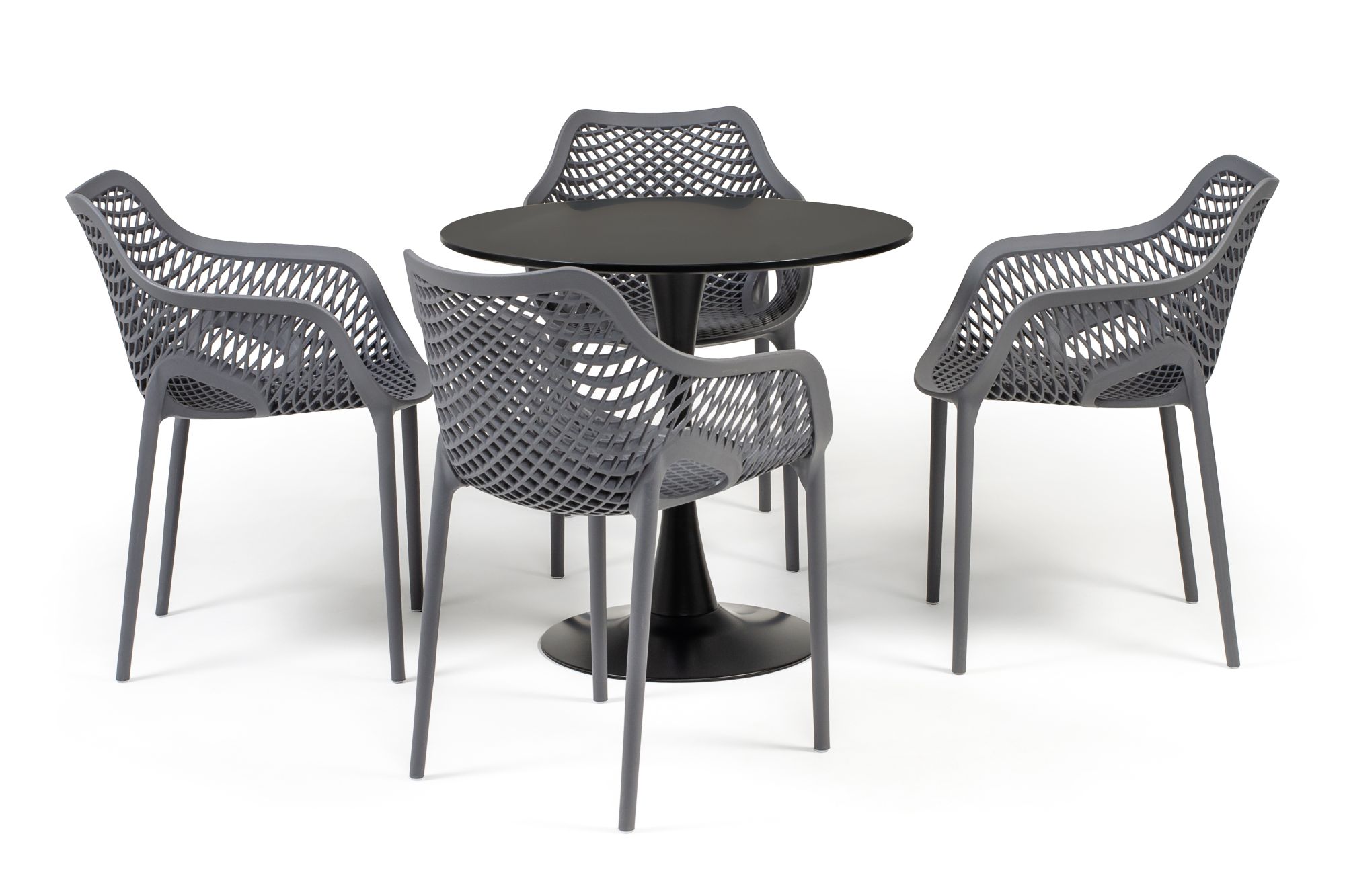 фото "беллини" обеденная группа на 4 персоны, цвет темно-серый